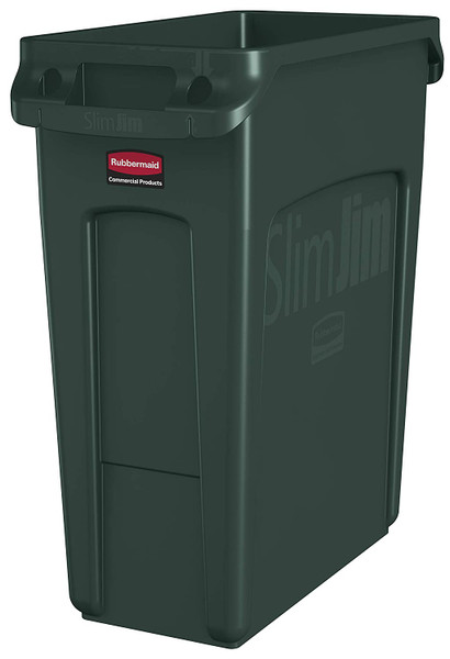 RUBBERMAID COMMERCIAL VENTED SLIM JIM 60.6L/16G GREEN