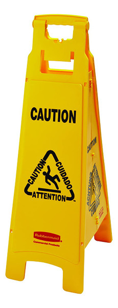 RUBBERMAID COMMERCIAL FLOOR SIGN W/CAUTION MULTI-LINGUAL IMPRINT