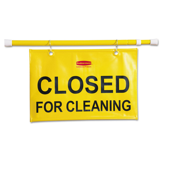 RUBBERMAID COMMERCIAL YELLOW SITE SAFETY HANGING SIGN "CLOSED F/CLEANI