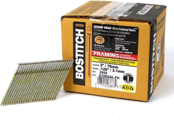 BOSTITCH NAIL STICK 120 PLAIN 3"GALV. 2000 PER BOX