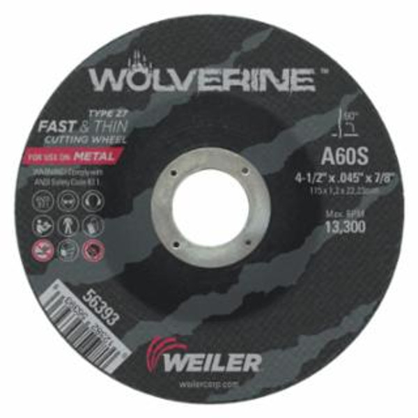 WEILER 4-1/2 X 045 WOLV TY27 THN CUT WHL  WA60S  7/8 AH