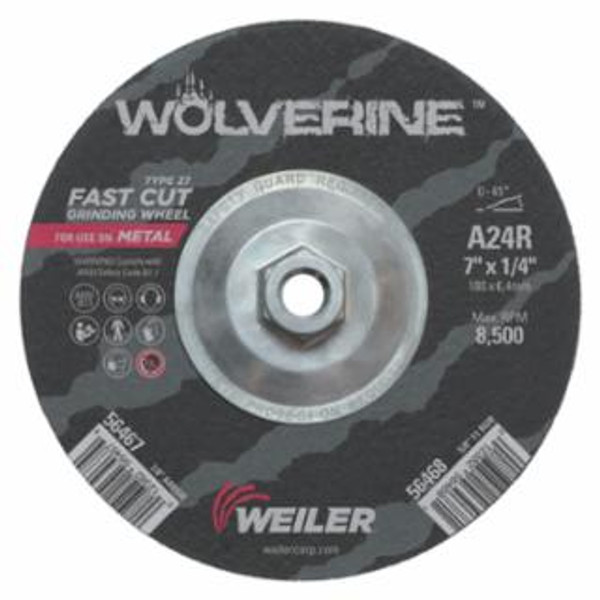 WEILER 7 X 1/4 WOLV TY27 GRINDWHL  A24R  5/8-11 UNC