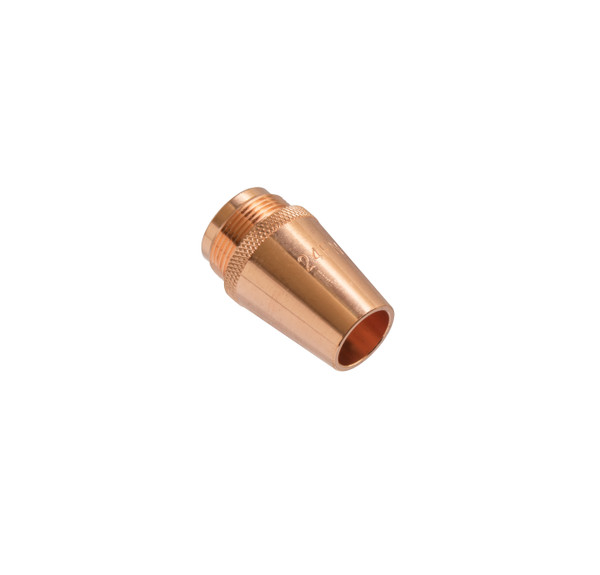 24Fn-62S: 5/8" Fine Thread, 1/8" Recess Copper Mig Nozzle