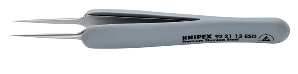 Knipex Premium Stainless Steel Precision Tweezers-Needle-Point Tips-ESD Rubber Handles 922113ESD