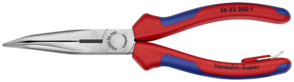 Knipex Long Nose 40 Angled Pliers with Cutter-Tethered Attachment 2622200TBKA