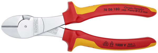 Knipex 74 06 180 High Leverage Diagonal Cutters-1000V Insulated