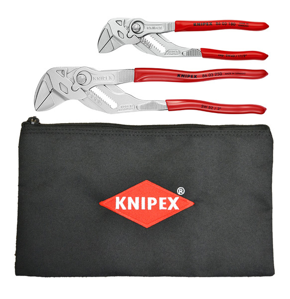 Knipex 2 Pc Pliers Wrench Set With Keeper Pouch (86 03 180, 86 03 250 & 9K 00 90 12 US)  9K0080109US