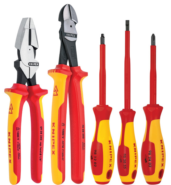 KNIPEX 5 Pc Pliers/Screwdriver Tool Set, 1000V Insulated 9K989822US