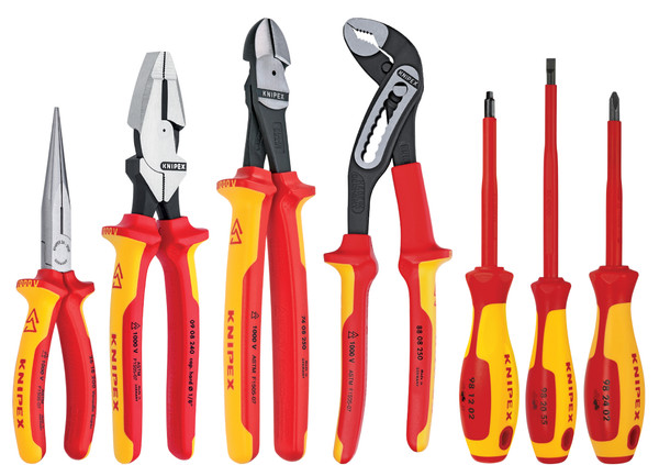 KNIPEX 7 Pc Pliers/Screwdriver Tool Set, 1000V, Nylon Pouch 9K989826US