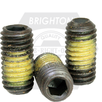 1/4"-20 x 1 3/4" Socket Set Screws, Cup Point, Nylon-Patch Black Oxide, Alloy Steel, Qty 100