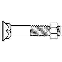 1/2"-13 x 3" No. 3 Head Grade 5 Plow Bolt W/Nut Zinc Cr+3, Qty 6