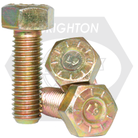 1"-8 x 11" L-9 Hex Head Cap Screw, Coarse, Alloy, Zinc-Yellow Cr+3 (U.S.A.), Partially Threaded, Qty 8