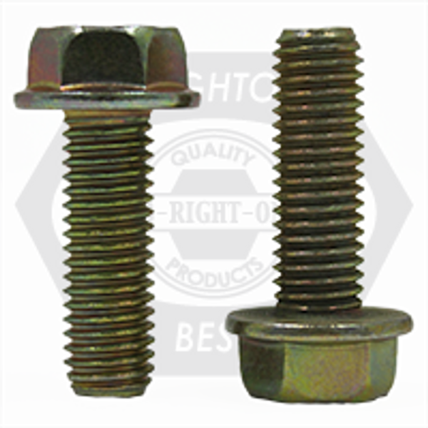 M8-1.25 x 25 mm (FT), Coarse, 10.9 Hex Flange Screw Non Serrated DIN 6921, Zinc-Yellow Bake, Qty 100