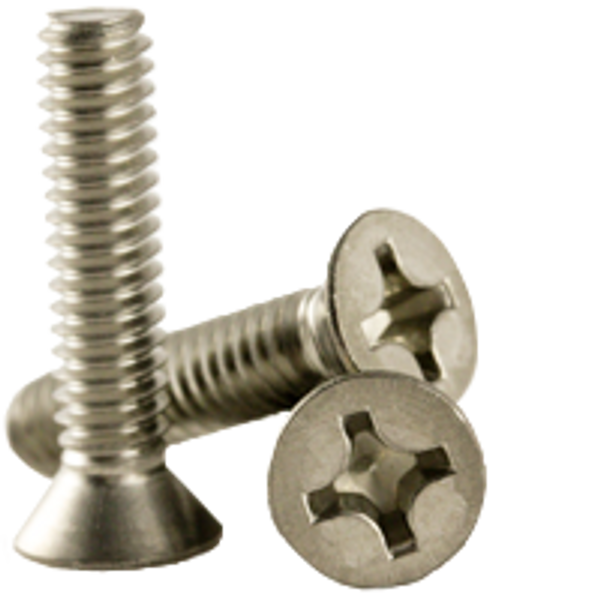 M10-1.50 x 30 mm, Phillips Drive Metric Stainless A2 (304) Machine Screw, Flat Head Phillips, DIN 965, Fully Threaded, Qty 50