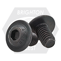 M6-1.00 x 16 mm Button Head Socket Cap Flange Screws, Metric Class 10.9, Thermal Black Oxide, Full Thread, Coarse (UNC), Qty 100