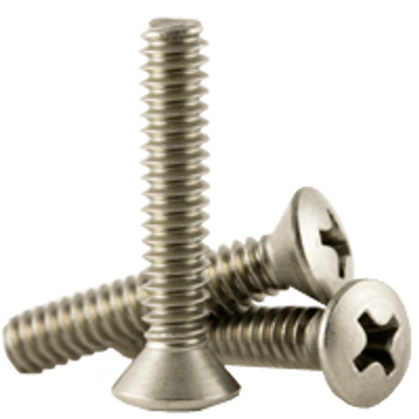 1/4"-20 x 1 3/8" Machine Screws Philips Oval Head, Coarse, 18-8 Stainless Steel A2, Fully Threaded, Qty 500