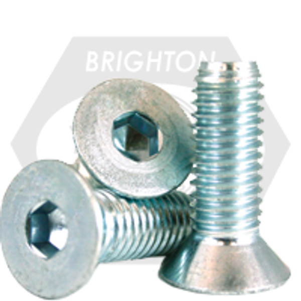 3/8"-16 x 3" UNC Flat Head Socket Cap Screws, Coarse, Alloy, Zinc-Bake Cr+3, Partially Threaded, Qty 50
