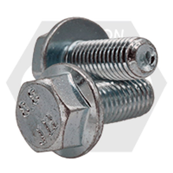 M8-1.25 x 40 mm (Pt), Coarse, Hex Flange Screw Non Serrated DIN 6921 8.8 Zinc Cr+3, Qty 100