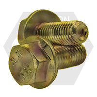 M6-1.00 x 12 mm Hex Flange Bolts, Non-Serrated, Metric Class 8.8, Zinc-Yellow Cr+6, Full Thread, Coarse (UNC), DIN 6921, Qty 100