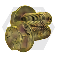 M8-1.25 x 30 mm (FT), Coarse, Metric Class 8.8 Hex Flange Bolt, Non Serrated, DIN 6921, Zinc Yellow, Qty 100