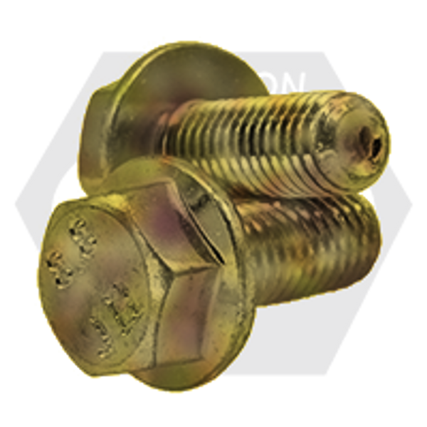 M10-1.50 x 70 mm (Pt), Coarse, Metric Class 8.8 Hex Flange Bolt, Non Serrated, DIN 6921, Zinc Yellow, Qty 30
