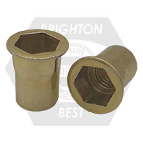 M5 - 0.8 ISO (0.50-3.30) Steel Hex Rivet Nut Zinc Yellow Cr+3 (Metric), Qty 1000