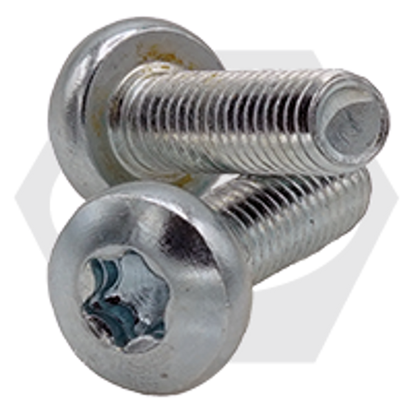 M4-0.70 x 16 mm, T20 Drive Size Metric Class 4.8 Machine Screw, 6-Lobe Pan Head ISO 14583, Zinc Cr+3, Fully Threaded, Qty 1000
