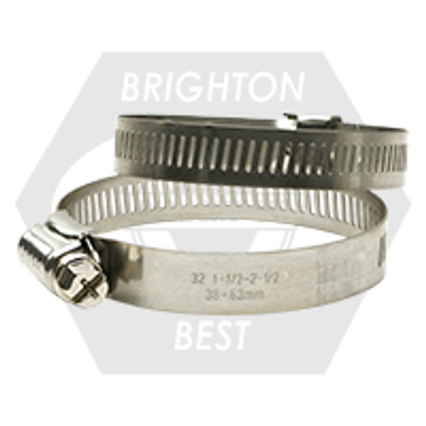 #16 (13/16"-1-1/2") (21mm-38mm) Stainless 304 Housing And Band - Steel Nickel Plated Screw (Worm-Gear), Qty 100