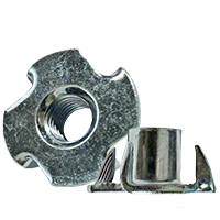 M6-1.00 x 9 x 19, 4 Prong Metric Tee Nut, Zinc Cr+3, Qty 500