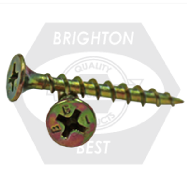 #6-9 x 1 1/4" Bugle Head Phil, Coarse, Proferred Drywall Screws, Phillips Bugle, Zinc Yellow Cr+6 (Taiwan), Qty 8000