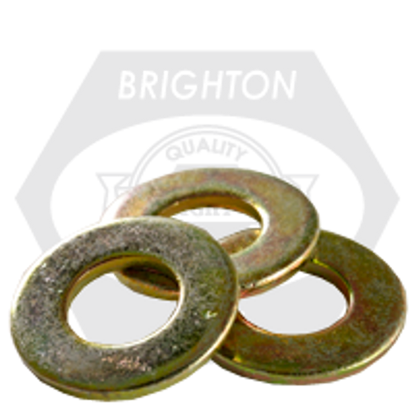 1/4" SAE Washer, Zinc Yellow Cr+6, Qty 50