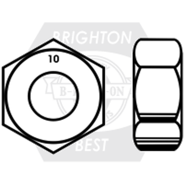 M12-1.50, DIN 934, Fine, Metric Hex Nut, Class 10, DIN 934, Fine, Zinc Yellow Cr+6, Qty 1000