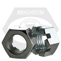 7/16"-14 Slotted Finished Hex Nuts, Coarse, Zinc Cr+3, Qty 1000