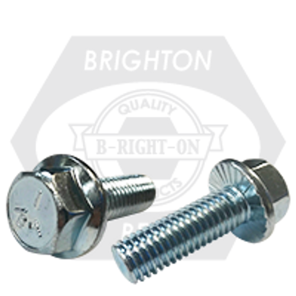 1/2"-13 x 3" Grade 5 Hex Head Serrated Flange Screw Zinc Cr+3, Fully Threaded, Qty 100