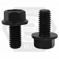 7/16"-14 x 2 1/4", Coarse, Grade 8 Indented Hex Flange Screw (Frame Bolt) Black Phosphate & Oil, Partially Threaded, Qty 300