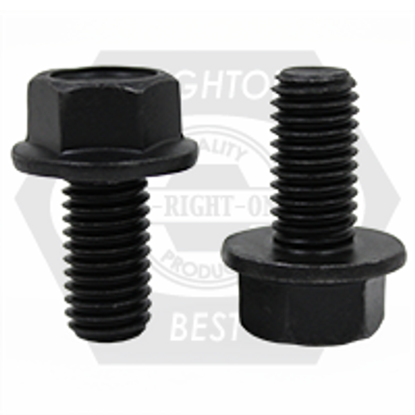 1/2"-13 x 2 1/2", Coarse, Grade 8 Indented Hex Flange Screw (Frame Bolt) Black Phosphate & Oil, Partially Threaded, Qty 175