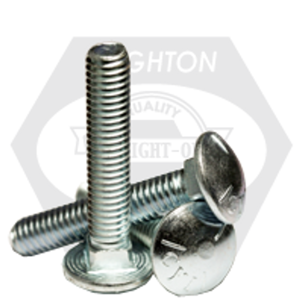 1/4"-20 x 3 1/4" Carriage Bolts, Grade 5, Coarse, Zinc Cr+3, Fully Threaded, Qty 550