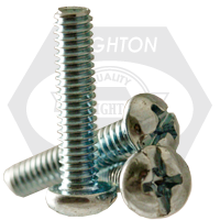 #8-32 x 4" Machine Screw Round Head Phillips/Slotted Combo Zinc Cr+3, Fully Threaded, Qty 1000