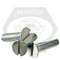 #10-24 x 3 1/4" Flat Head Slot Machine Screw Flat Head Slotted Zinc Cr+3, Fully Threaded, Qty 1500