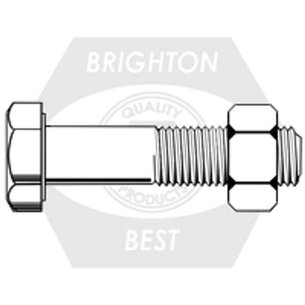7/8"-9 x 2 3/4" A-325 Structural Bolt W/A563-C Hex Nut, Plain Finish, Qty 200