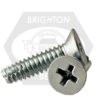1/4"-20 x 2 1/2" Flat Head Phillips Thread Cutting Screws, Type F Zinc Cr+3, Fully Threaded, Qty 1200
