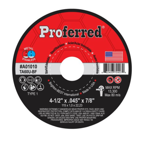 14" x 3/32" x 1" Type 1 Chop Saw Wheel, A46T Abrasive Cut-Off Wheels And Chop Saw Wheels, Qty 10