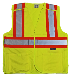 L,Yellow, Cl 2, 5 Pt Breakaway, 2 Pockets Proferred Reflective Vest, Qty 6