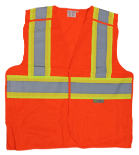 L,Orange, Cl 2, 5 Pt Breakaway, 2 Pockets Proferred Reflective Vest, Qty 6
