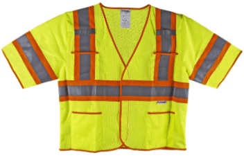 L, Lime, Ansi Class 3 Hi Vi Vests Proferred High Visibility Vest, Qty 1