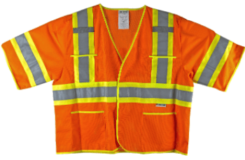 M, Orange, Ansi Class 3 Hi Vi Vests Proferred High Visibility Vest, Qty 1