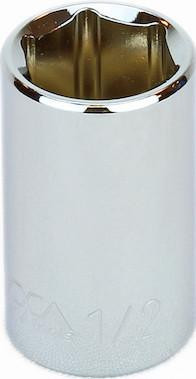 1/2" Standard 6 Point 3/8" Drive SAE Socket, Qty 1