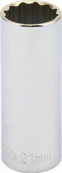 21 mm Deep 12 Point 1/2" Drive Metric Socket, Qty 1