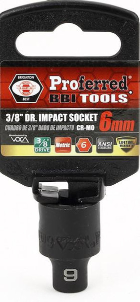 16 mm Impact 6 Point Impact 3/8" Drive Metric Socket, Qty 1