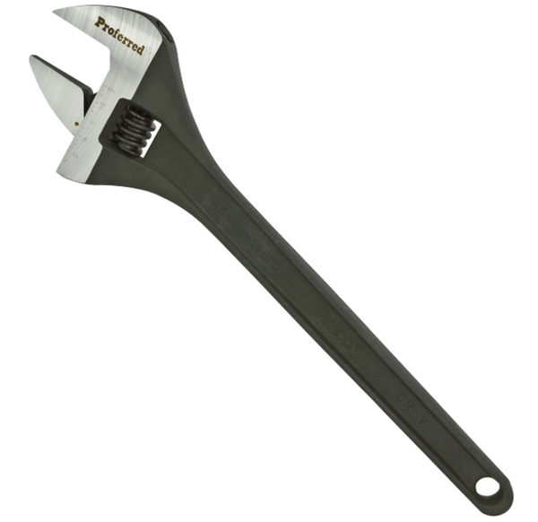 8" Chrome Finish Proferred Standard Adjustable Wrench , Chrome Finish, Qty 1